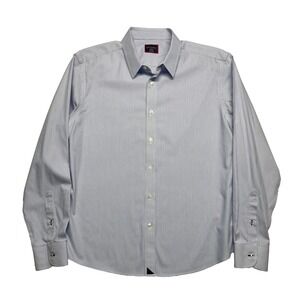 UnTuckIt Oxford Pin Strip Men's Large Button Down Shirt Straight Collar Blue